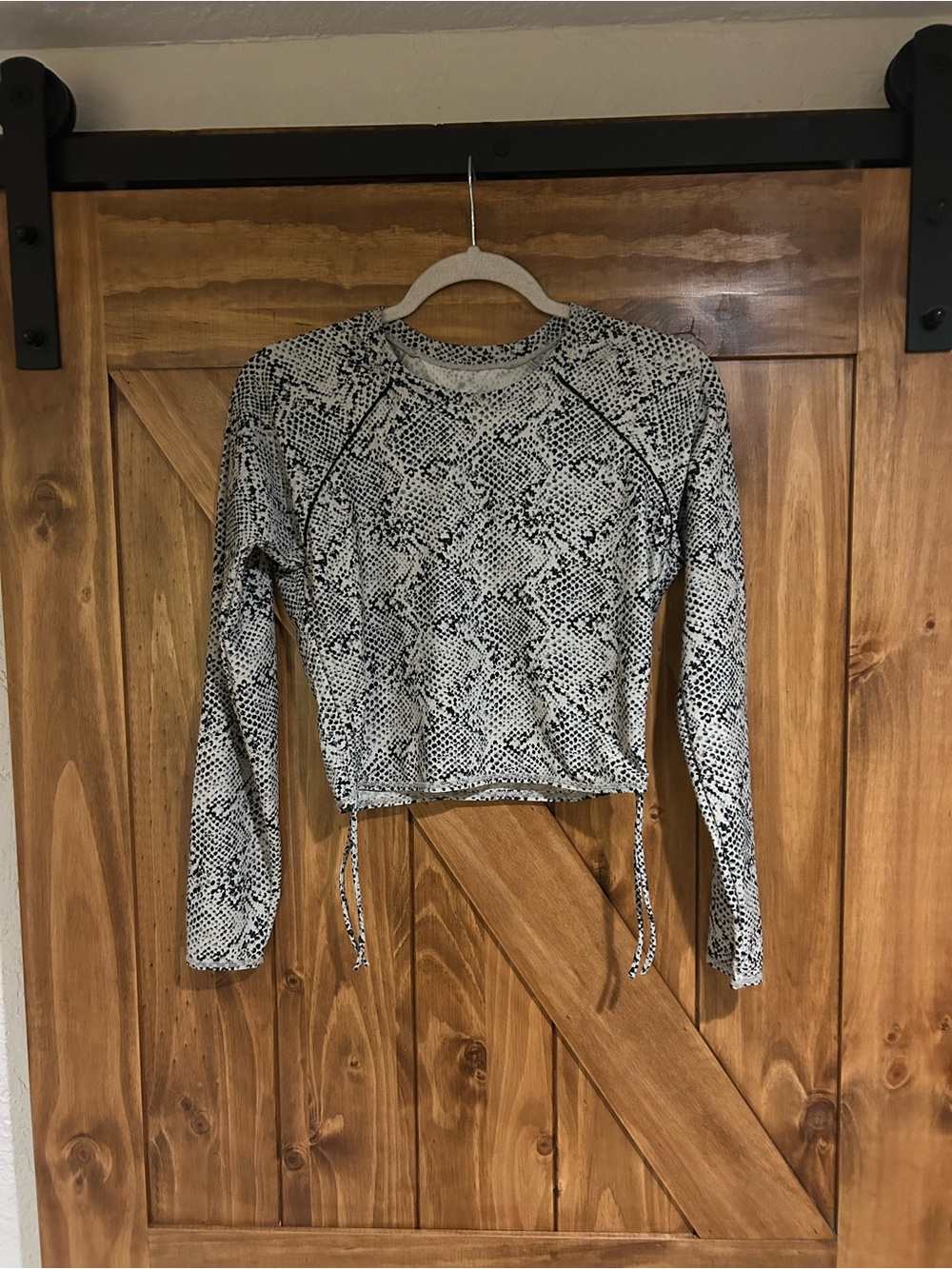 (2) all in motion Swim Tops. 1 Snake Print Long Sleeve Crop Top & 1 Olive Green